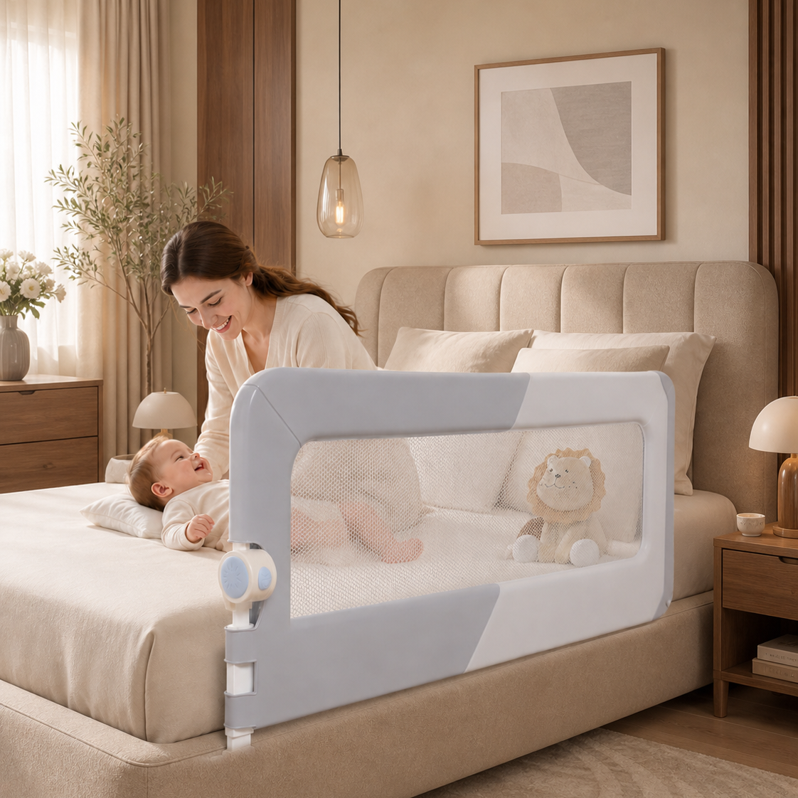 No-Drill Adjustable Baby Bed Rail Guard