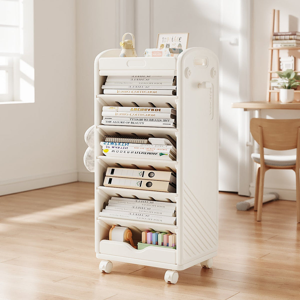 Mobile Double-Sided Bookshelf