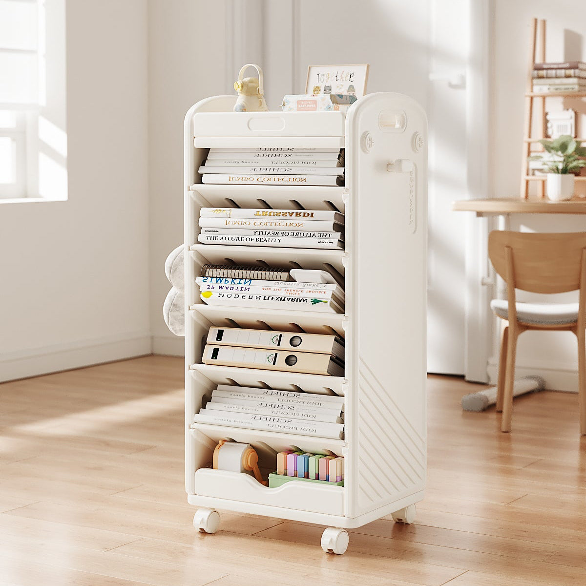 Mobile Double-Sided Bookshelf