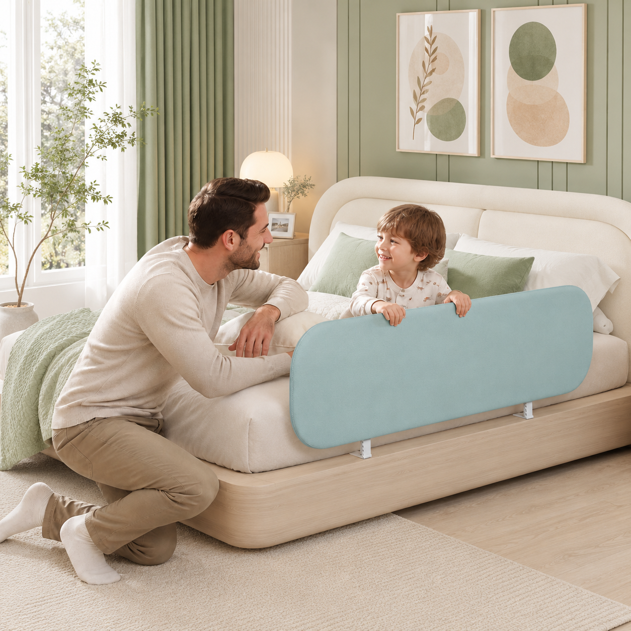 Tool-Free Foldable Bed Rail for Kids