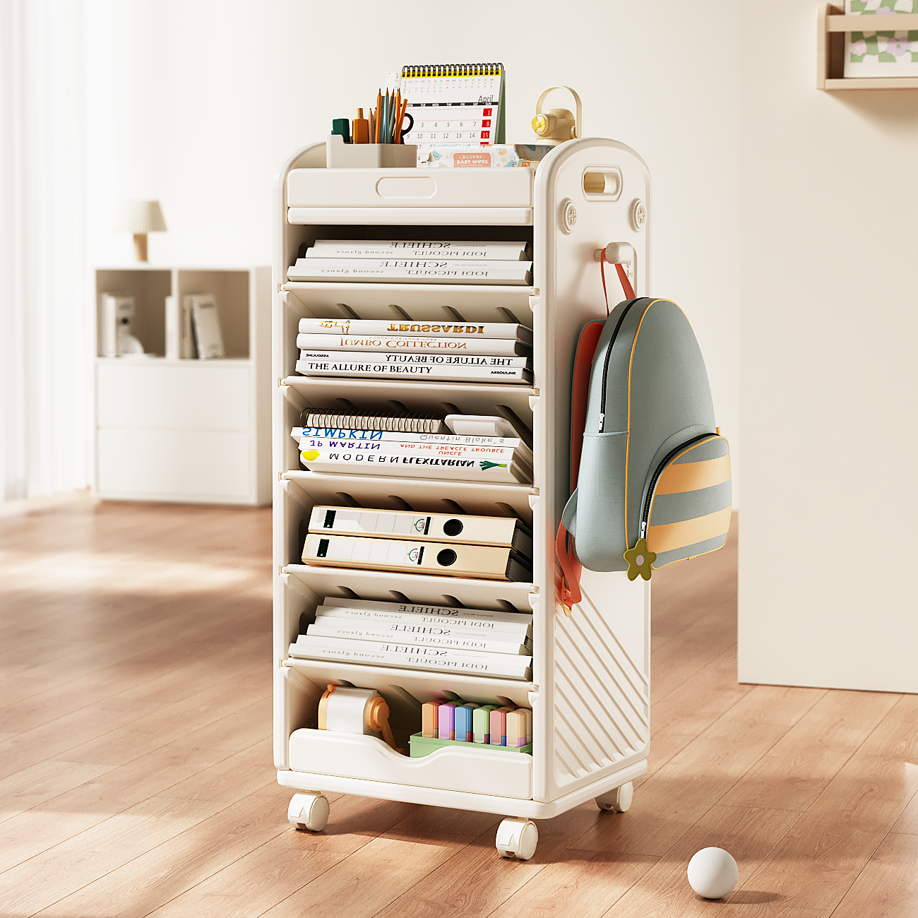 Mobile Double-Sided Bookshelf
