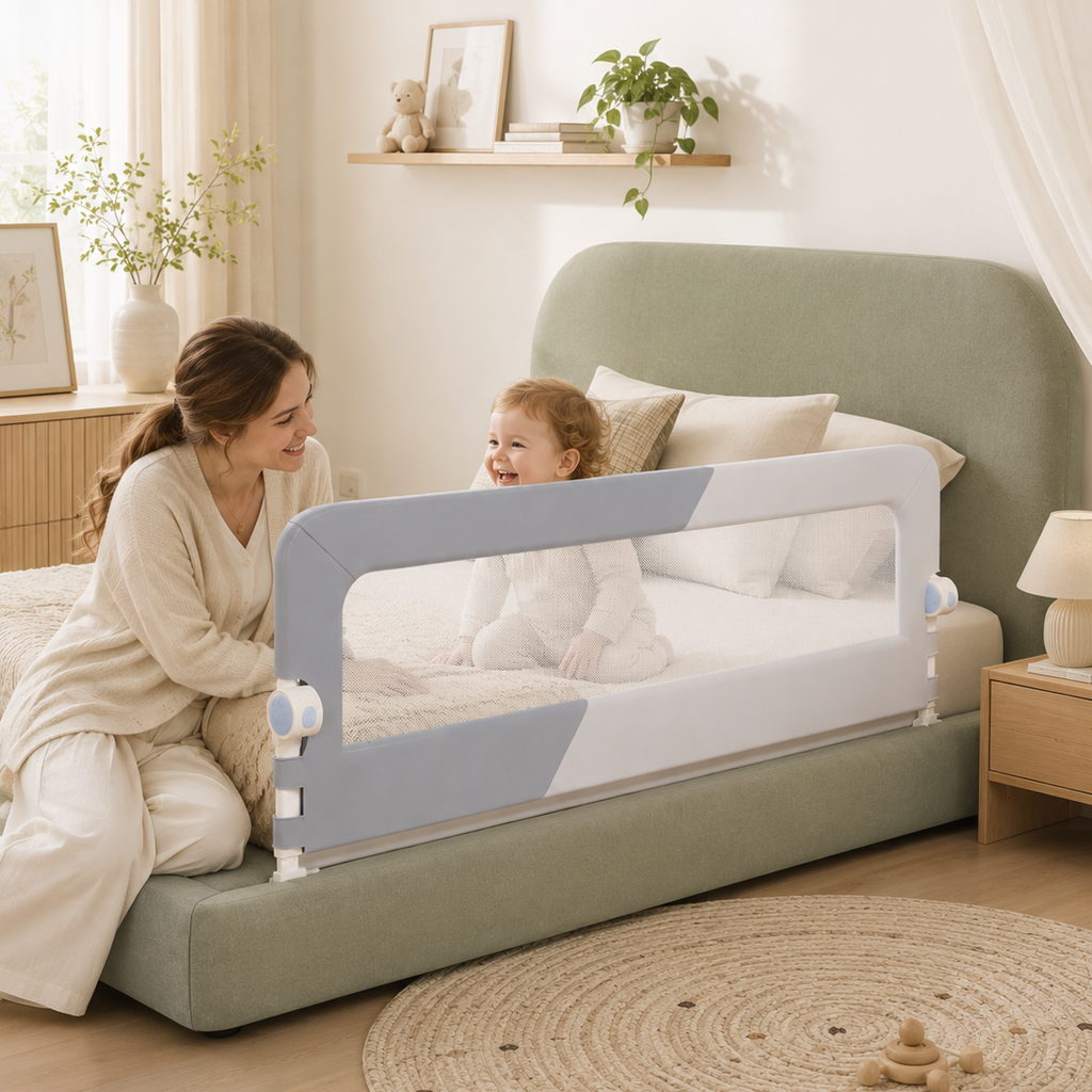 No-Drill Adjustable Baby Bed Rail Guard