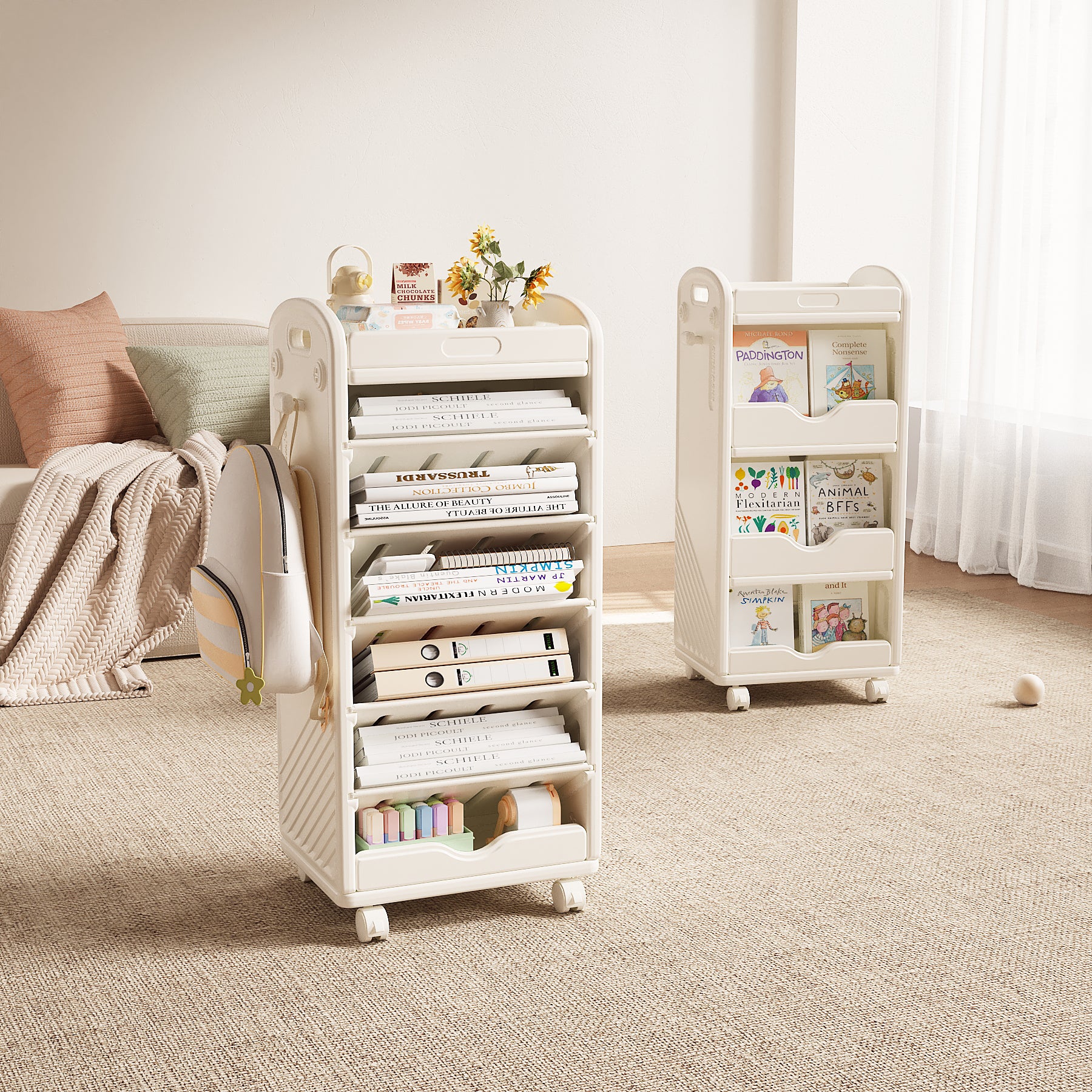 Mobile Double-Sided Bookshelf