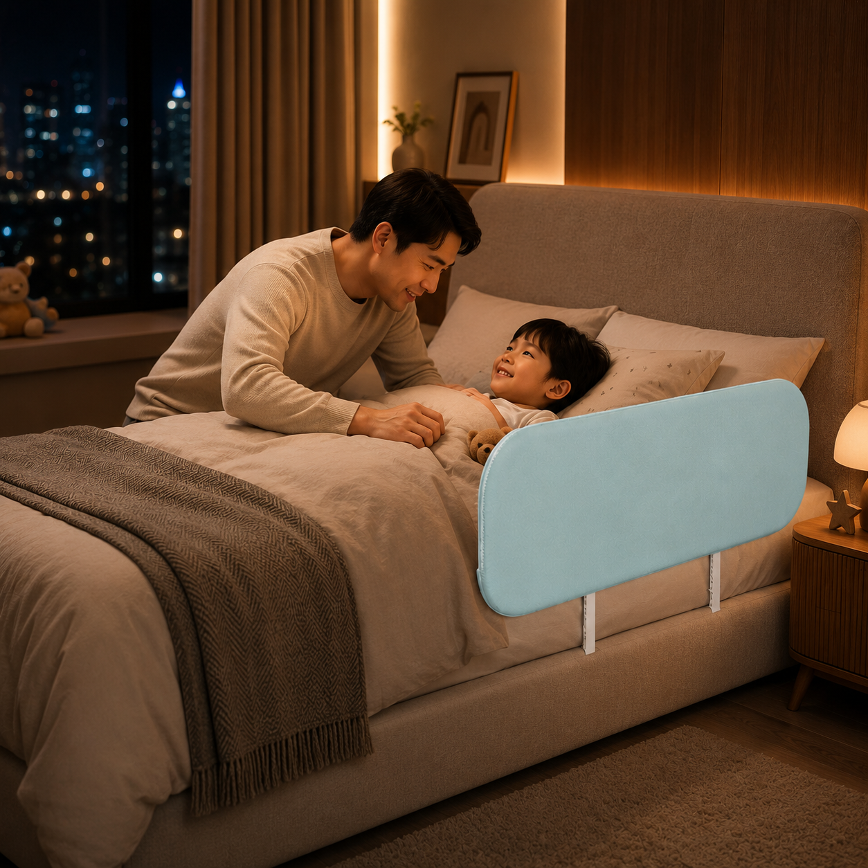 Tool-Free Foldable Bed Rail for Kids