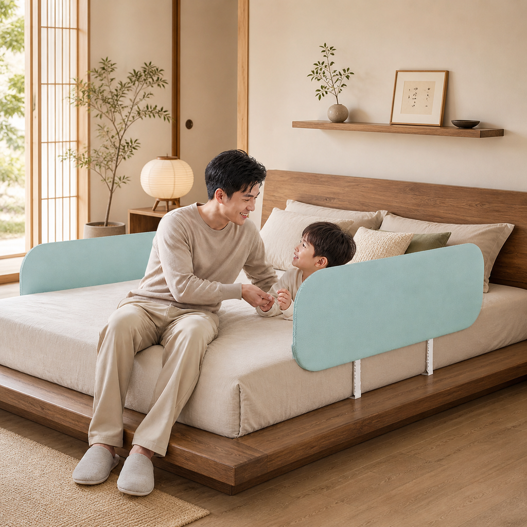 Tool-Free Foldable Bed Rail for Kids