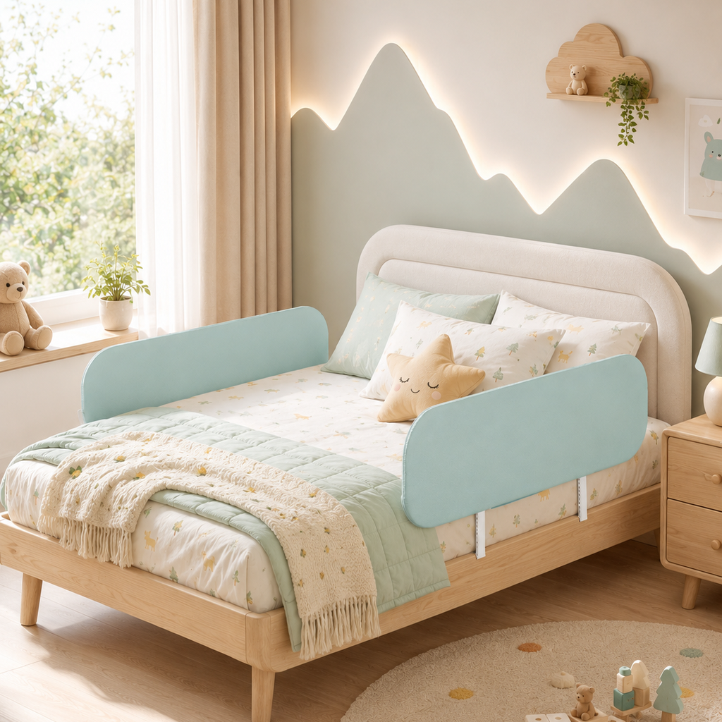 Tool-Free Foldable Bed Rail for Kids